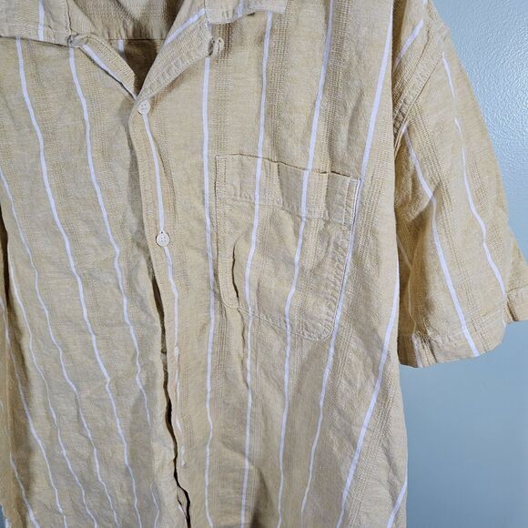 American Eagle Poolside Striped Button-Up Shirt Yellow Mens XXL - Picture 6 of 11